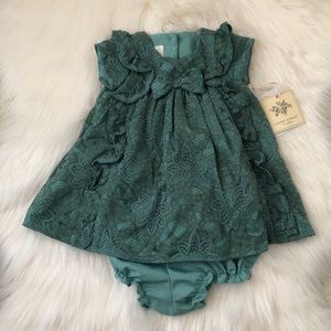 Laura Ashley Green Lace Bow Dress